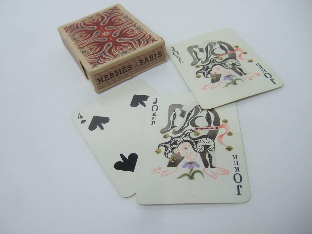 Hermes Paris Deck of Playing Cards in Wood Inlay Card Box c 1970s 3