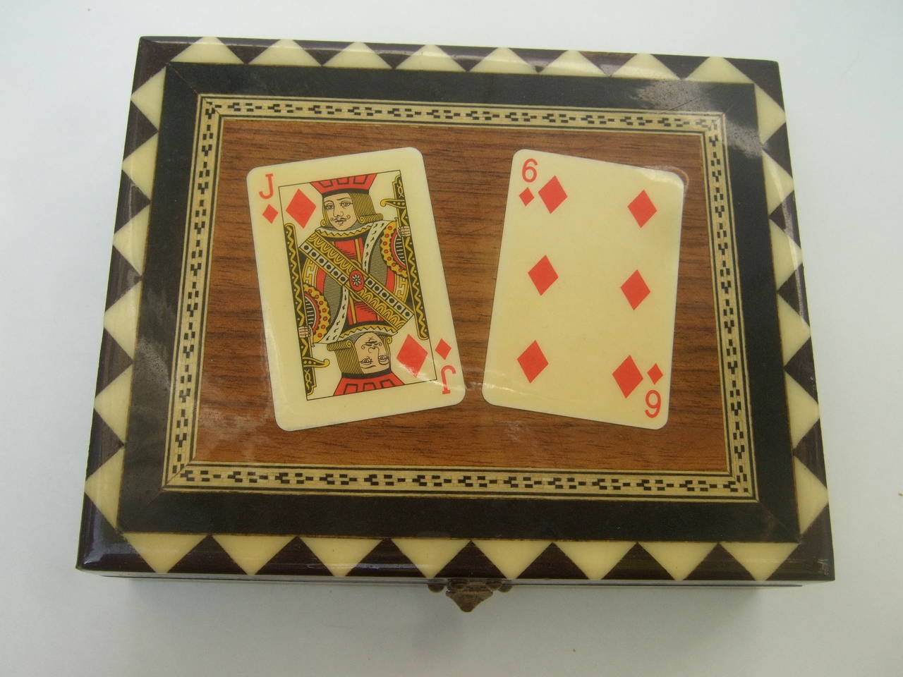 Hermes Paris Deck of Playing Cards in Wood Inlay Card Box c 1970s at 1stdibs