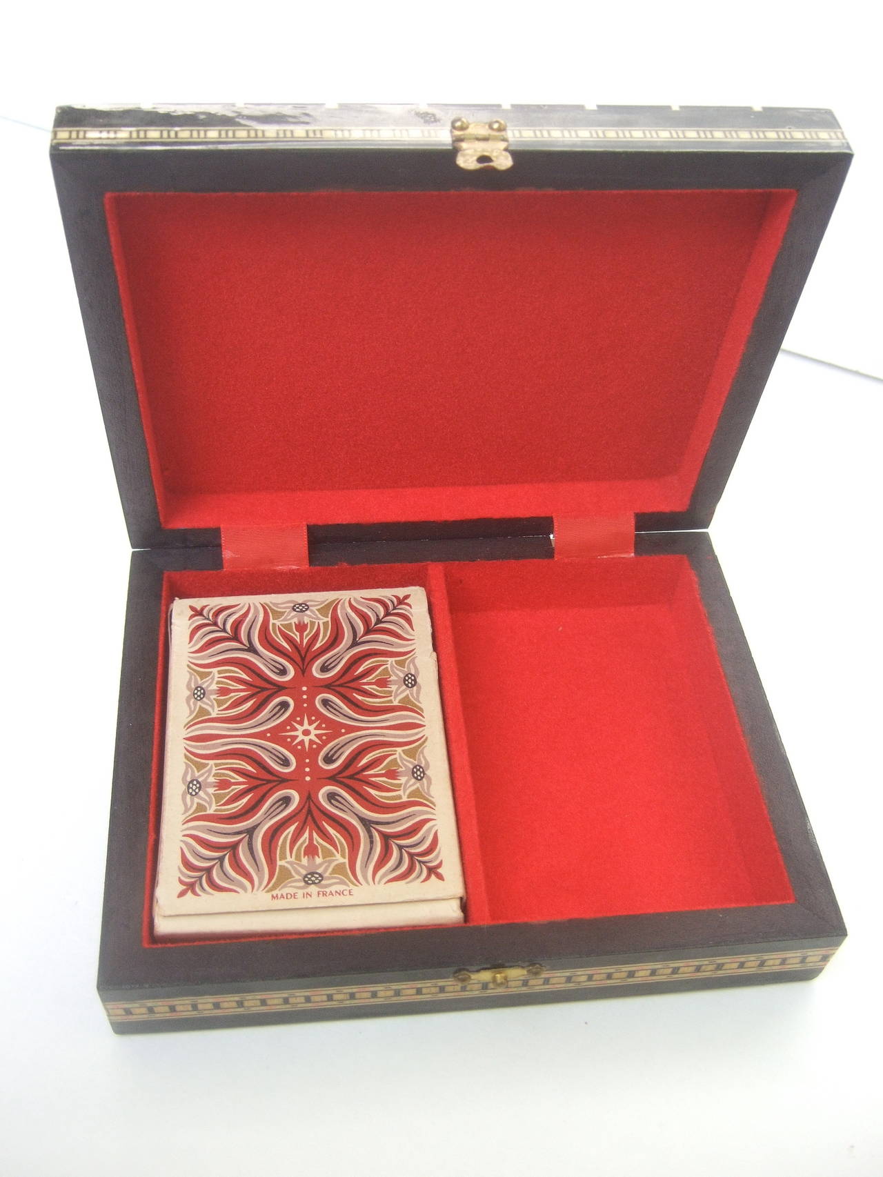 Hermes Paris Deck of Playing Cards in Wood Inlay Card Box c 1970s 1