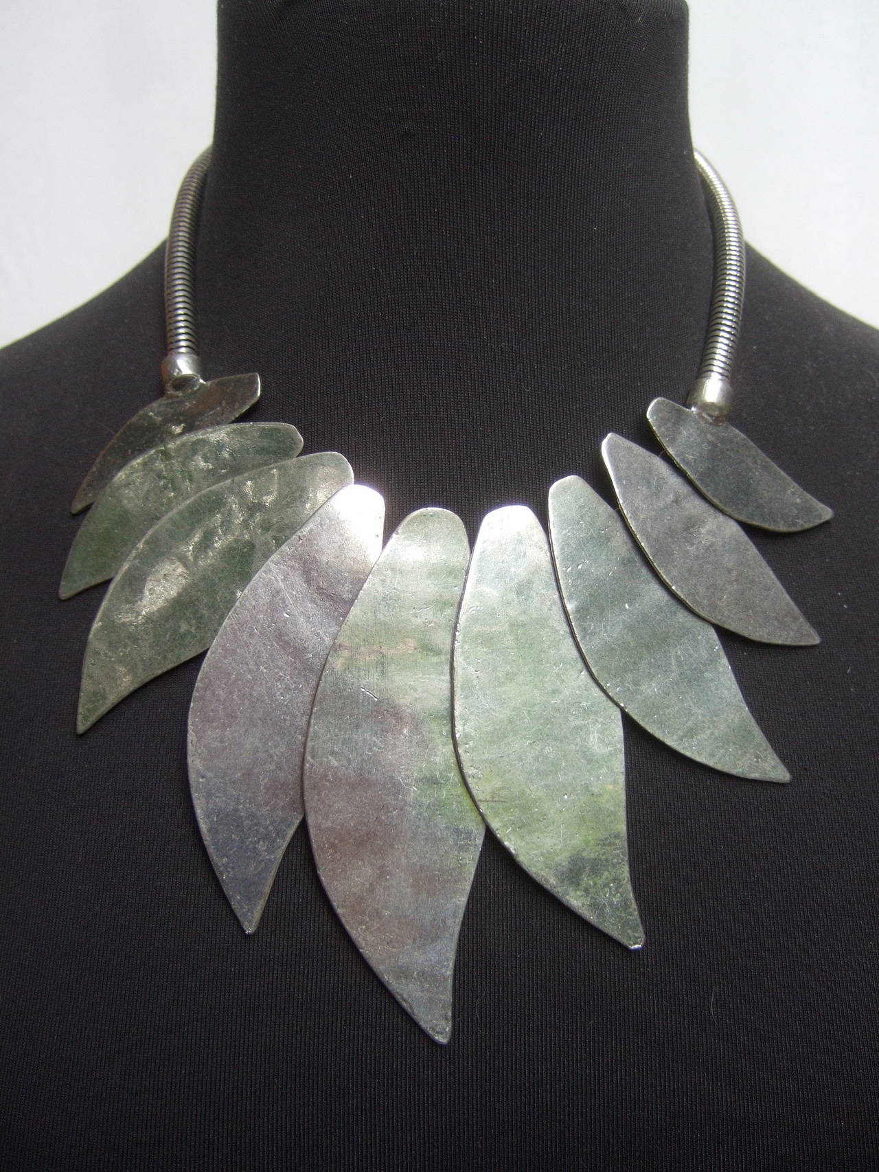 Severe Massive Silver Metal Blade Necklace