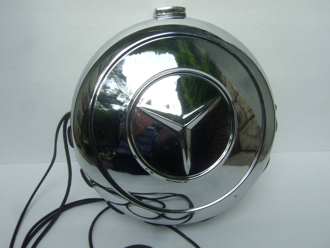 Black Avant Garde Industrial Mercedes Benz Hub Cap Handbag c 1980