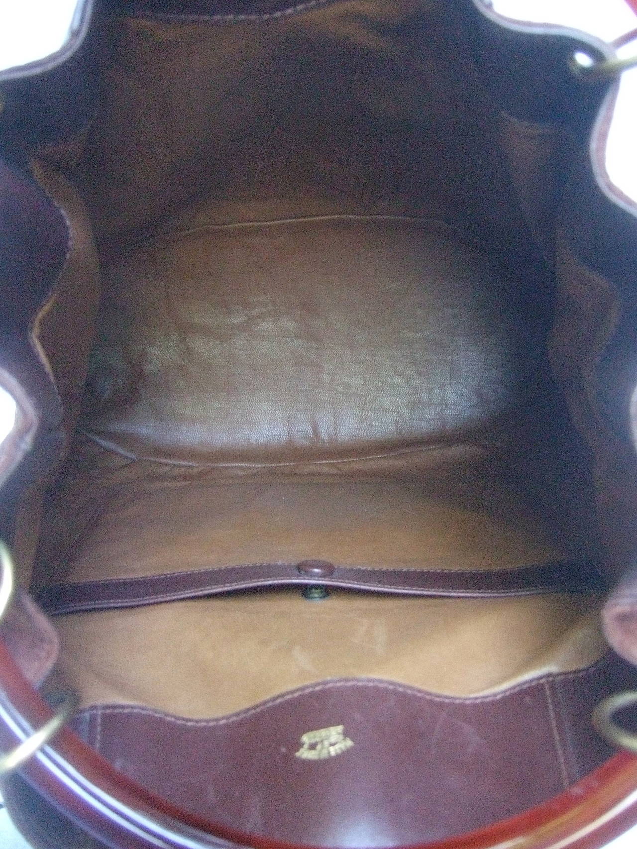 Gucci Italy Rare Brown Leather & Suede Handbag c 1970 4