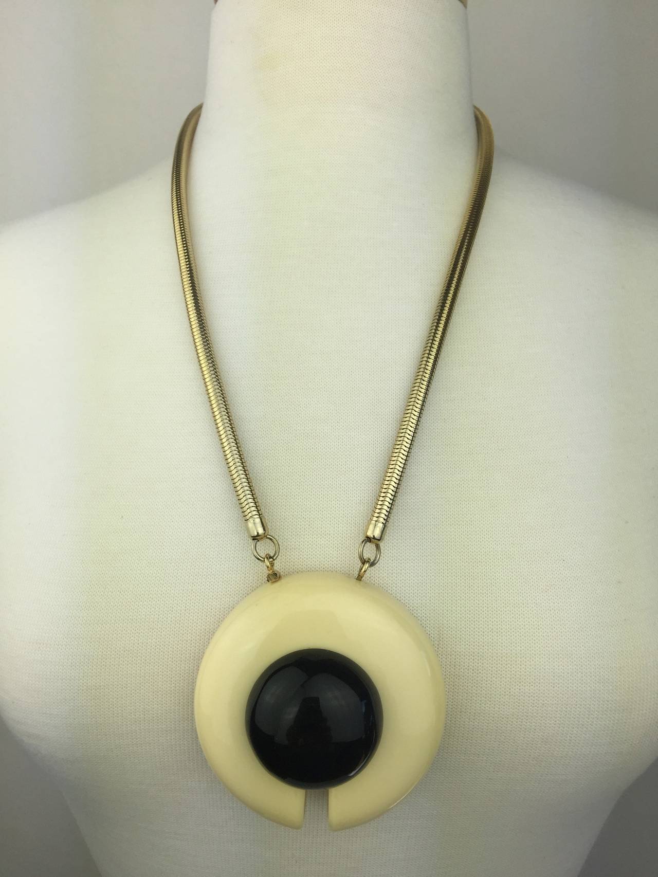 Modernist Bold 1970's Geometric Pendant by Lanvin Couture.