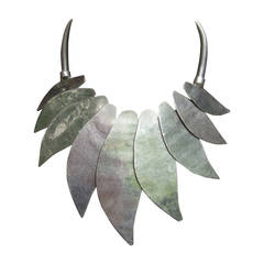 Severe Massive Silver Metal Blade Necklace
