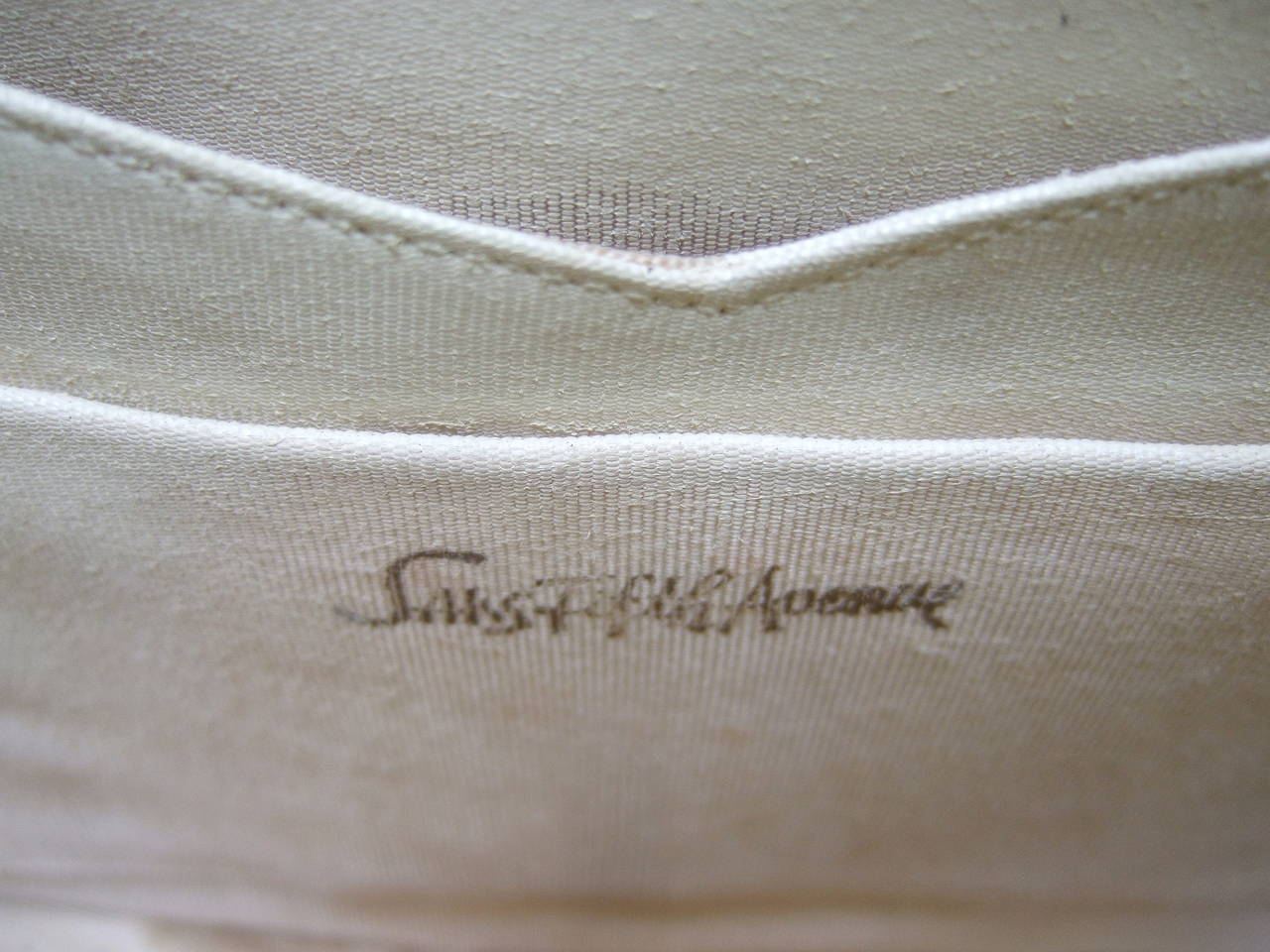 Saks Fifth Avenue White Patent Leather Bamboo Handle Handbag c 1970 2