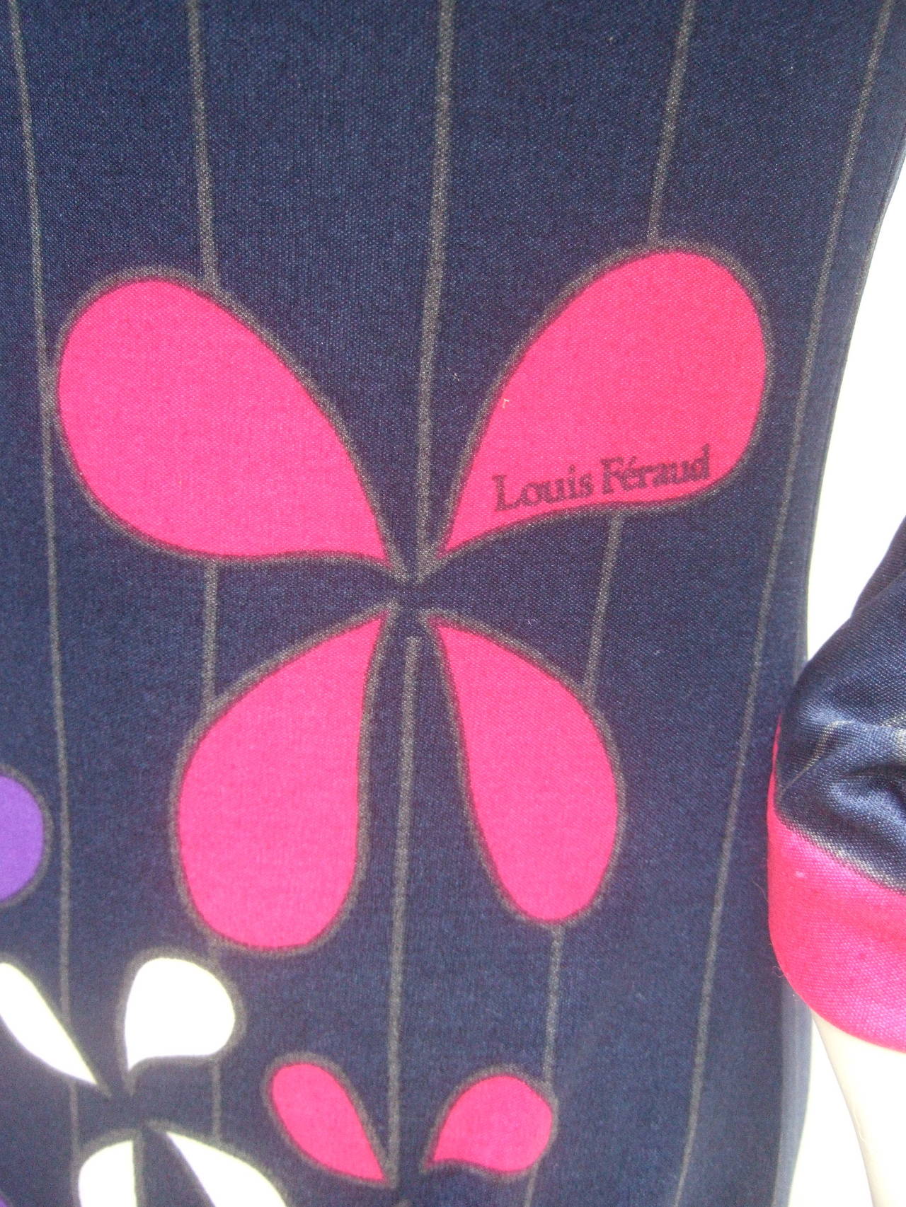 Louis Feraud Paris Fabulous Mod Jersey Knit Print Maxi Gown c 1960s 2
