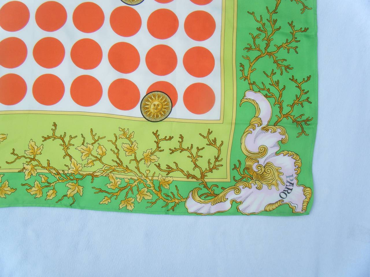 Vintage Versace Sun God and Medusa Silk Scarf. In Excellent Condition In University City, MO