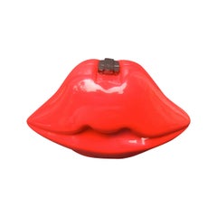 Timmy Woods Beverly Hills Mod Red Enamel Lips Handbag c 1990s