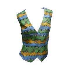 Quirky Avant Garde Silk Insect Print Women's Vest US Size 12