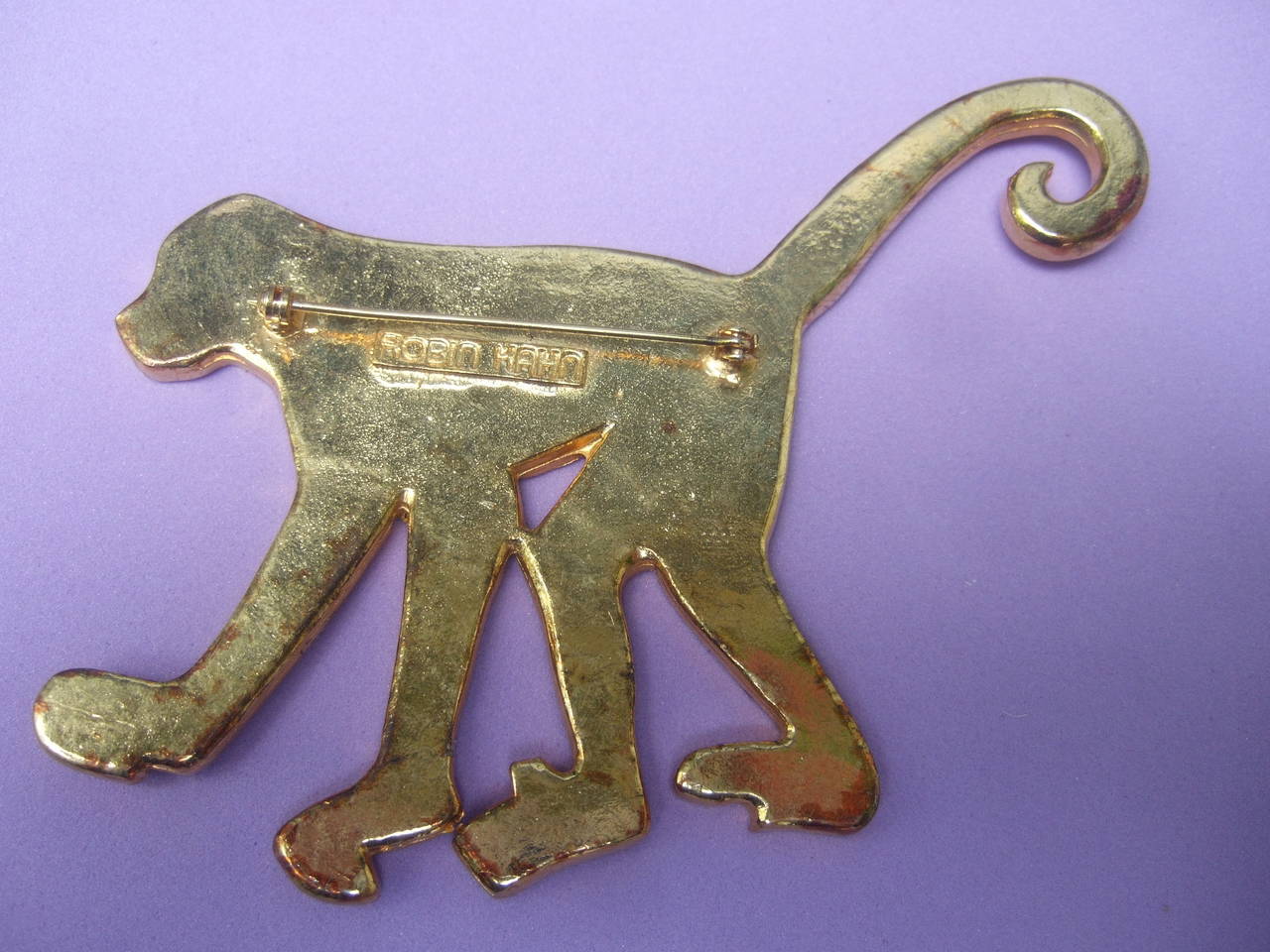 Massive Avant Garde Figural Monkey Brooch Designed by Robin Kahn For Sale 1