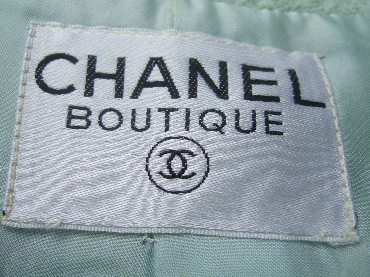 Chanel Boutique Chic Mint Green Wool Skirt Suit  c 1990 1