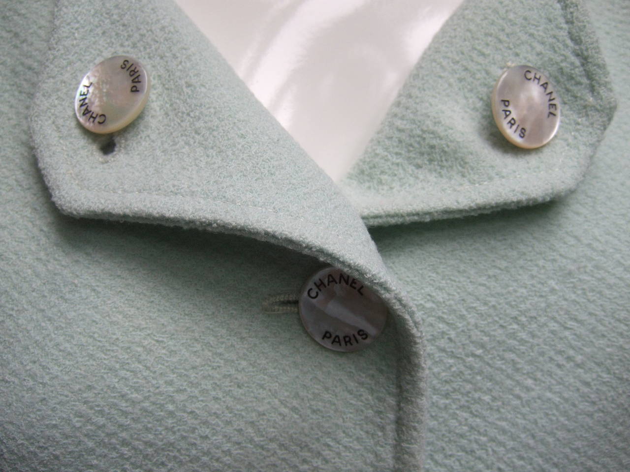 Chanel Boutique Chic Mint Green Wool Skirt Suit  c 1990 3
