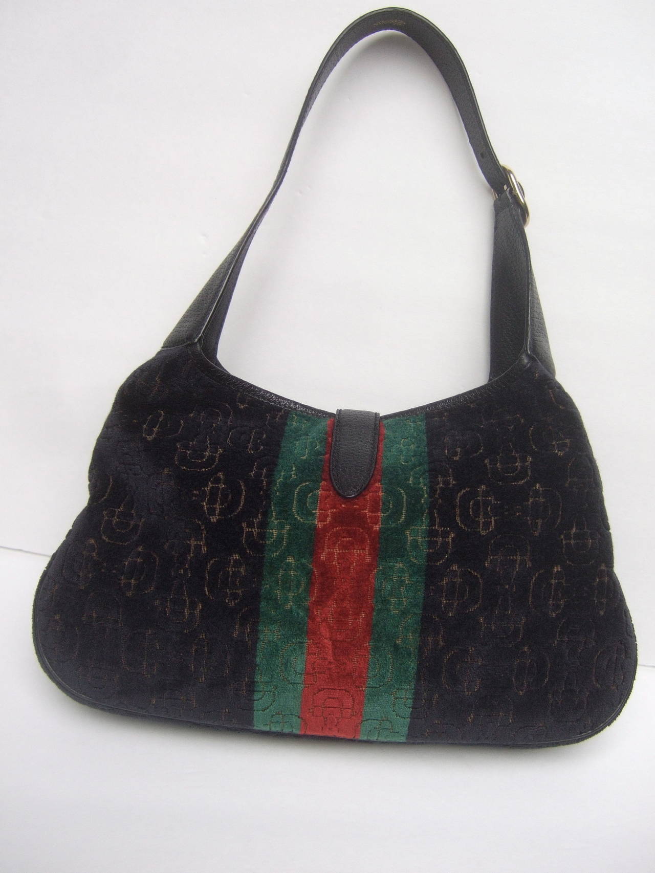 Gucci Italy Iconic Devore Jackie O Piston Handbag 2