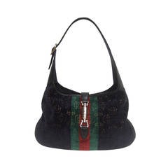 Gucci Italy Iconic Devore Jackie O Piston Handbag