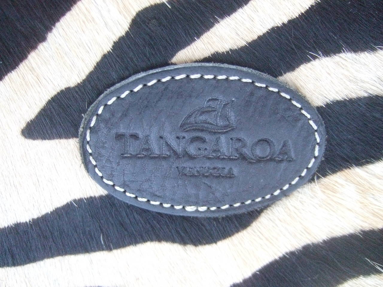 Women's or Men's Italian Black Leather Zebra Pony Hair Luggage Travel Case by Tangaroa Terrida