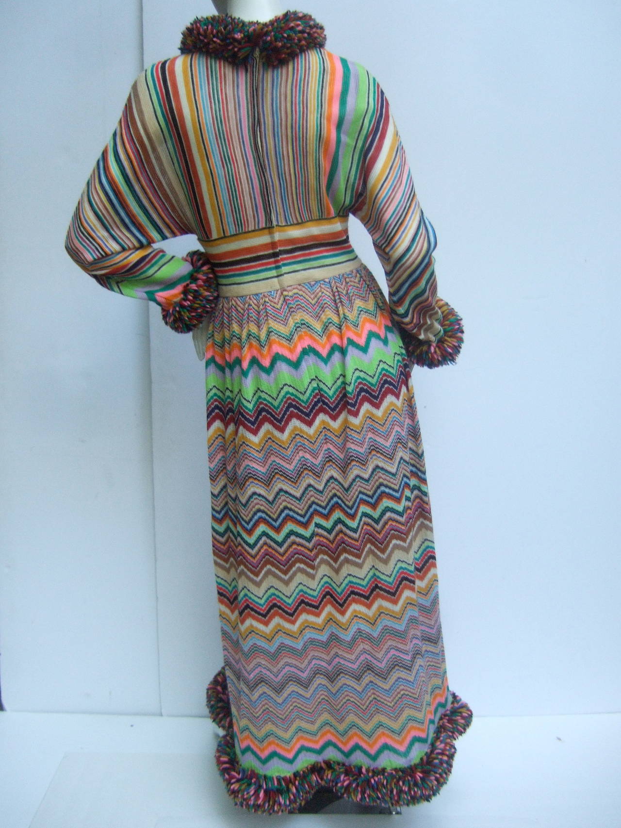 1970s Striped Knit Chevron Maxi Gown 5