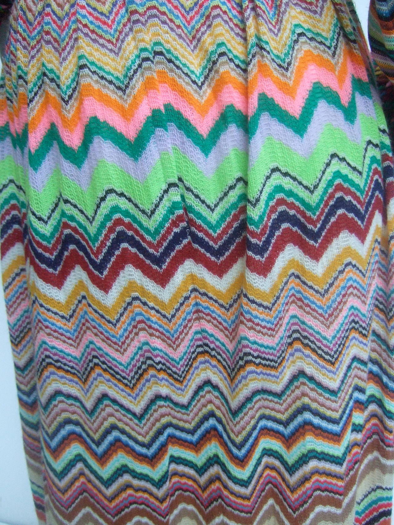 1970s Striped Knit Chevron Maxi Gown 6