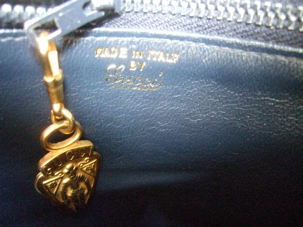 Gucci Equine Emblem Midnight Blue Suede Shoulder Bag c 1970 3