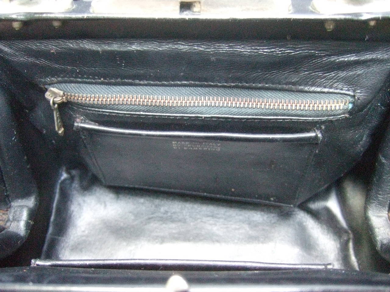 Roberta di Camerino Burgundy Red & Black Velvet Leather Handbag c 1970 3