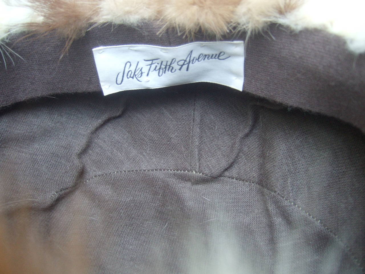 Saks Fifth Avenue Mink Patch Tile Hat c 1970 4