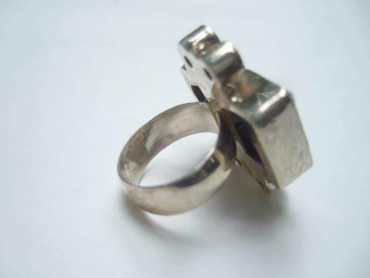 Sterling Artisan Semi Precious Amethyst-Ring Größe 8,5 Damen im Angebot