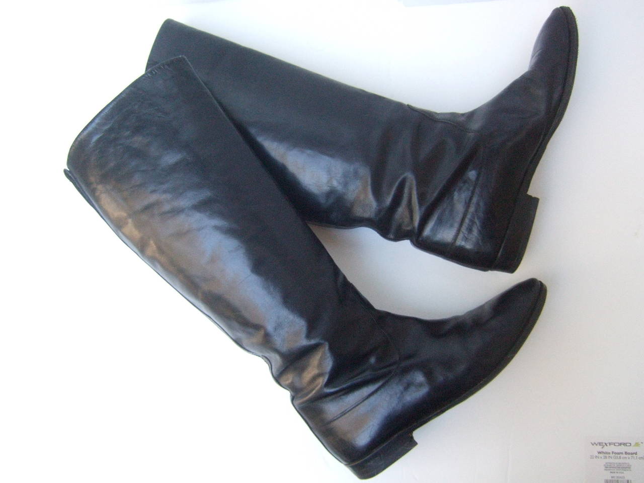 Women's Gucci Black Leather Vintage Riding Boots c 1980s Size 38.5