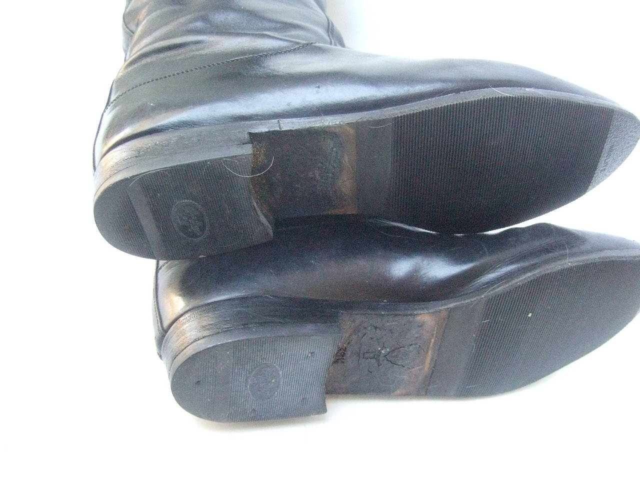 Gucci Black Leather Vintage Riding Boots c 1980s Size 38.5 4