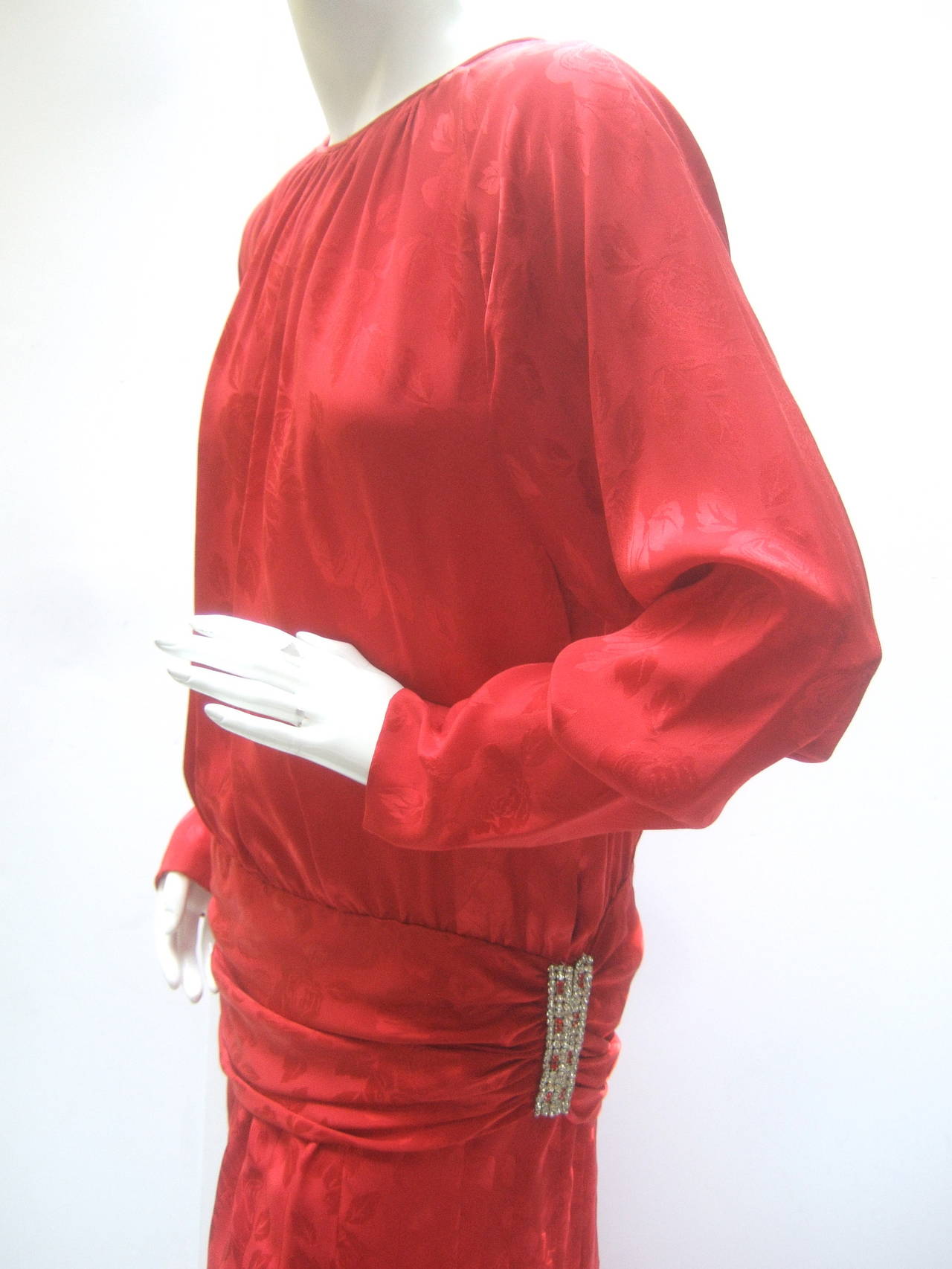 Women's Oscar de la Renta Scarlet Silk Blouse & Maxi Skirt c 1980