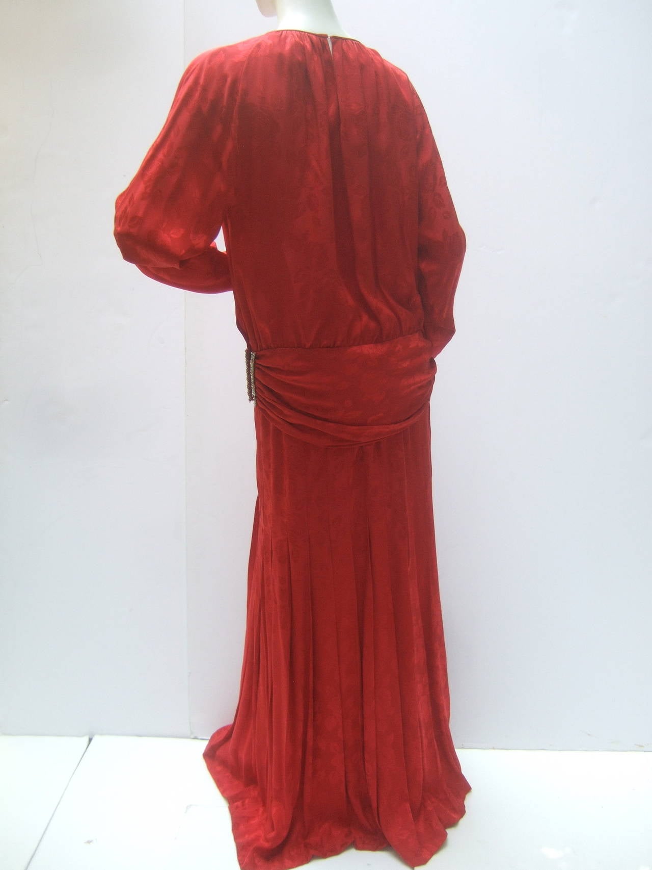 Oscar de la Renta Scarlet Silk Blouse & Maxi Skirt c 1980 2