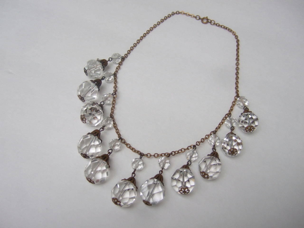 Opulent Art Deco Crystal Drop Necklace c 1940s For Sale 2