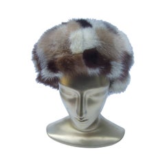 Retro Saks Fifth Avenue Mink Patch Tile Hat c 1970