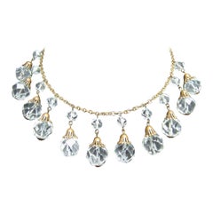 Opulente Art Deco Kristall-Tropfen-Halskette ca. 1940er Jahre