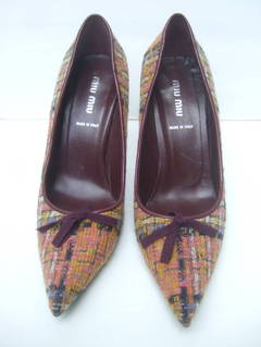 Miu Miu Plaid Wool Pumps Made in Italy Size 38