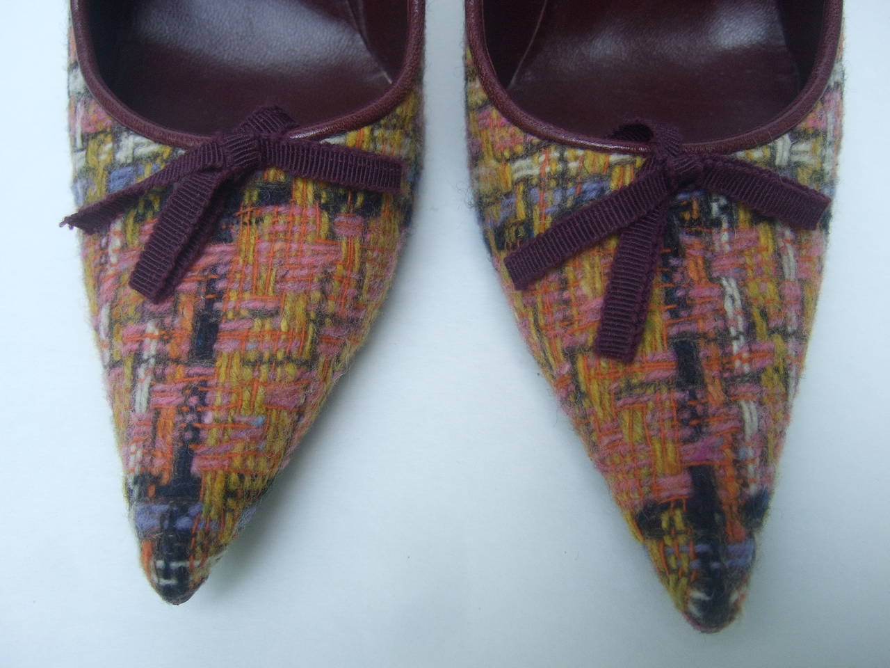 Miu Miu Plaid Wool Pumps Made in Italy Size 38 For Sale 1