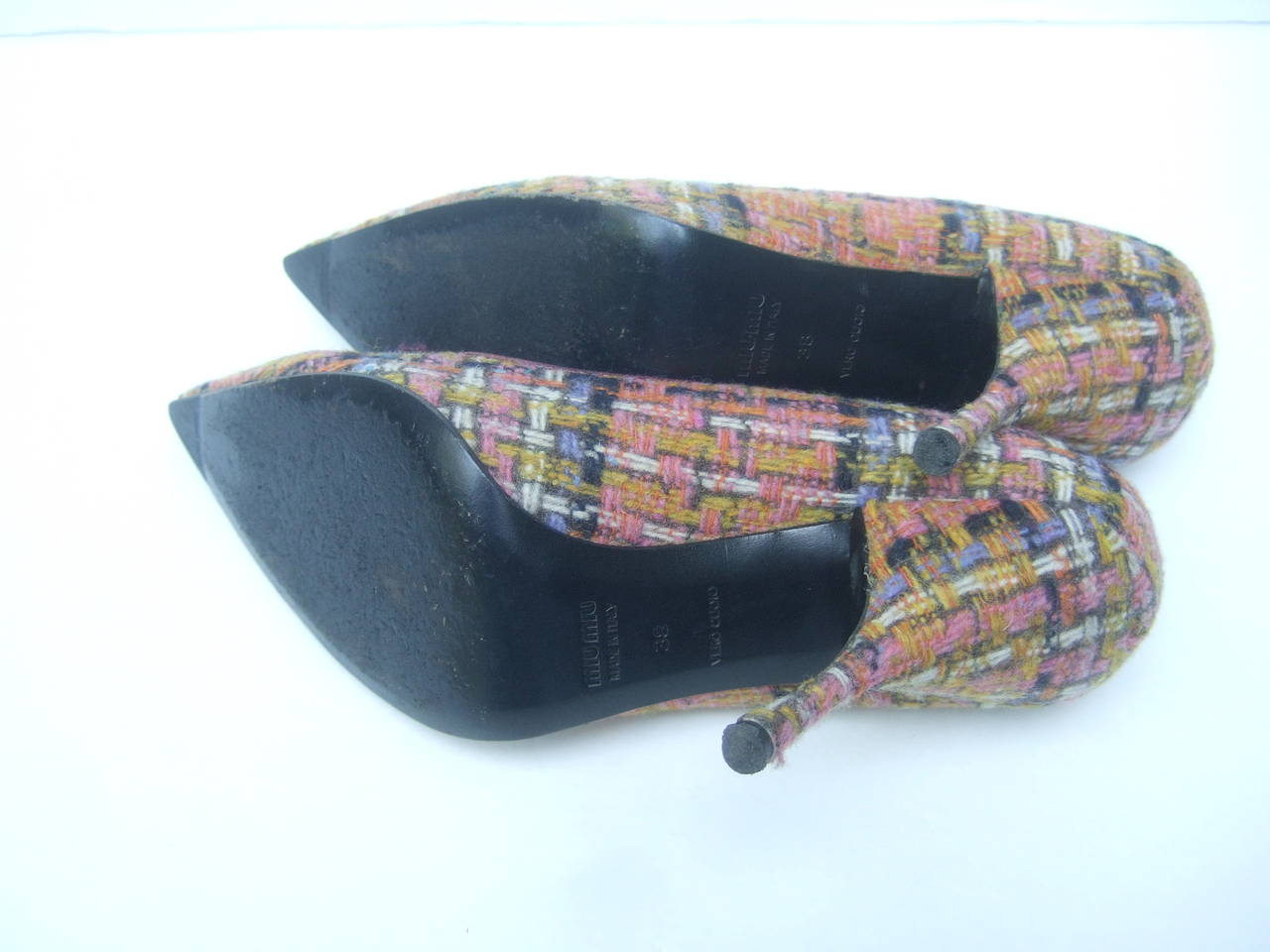Miu Miu Plaid Wool Pumps Made in Italy Size 38 For Sale 5