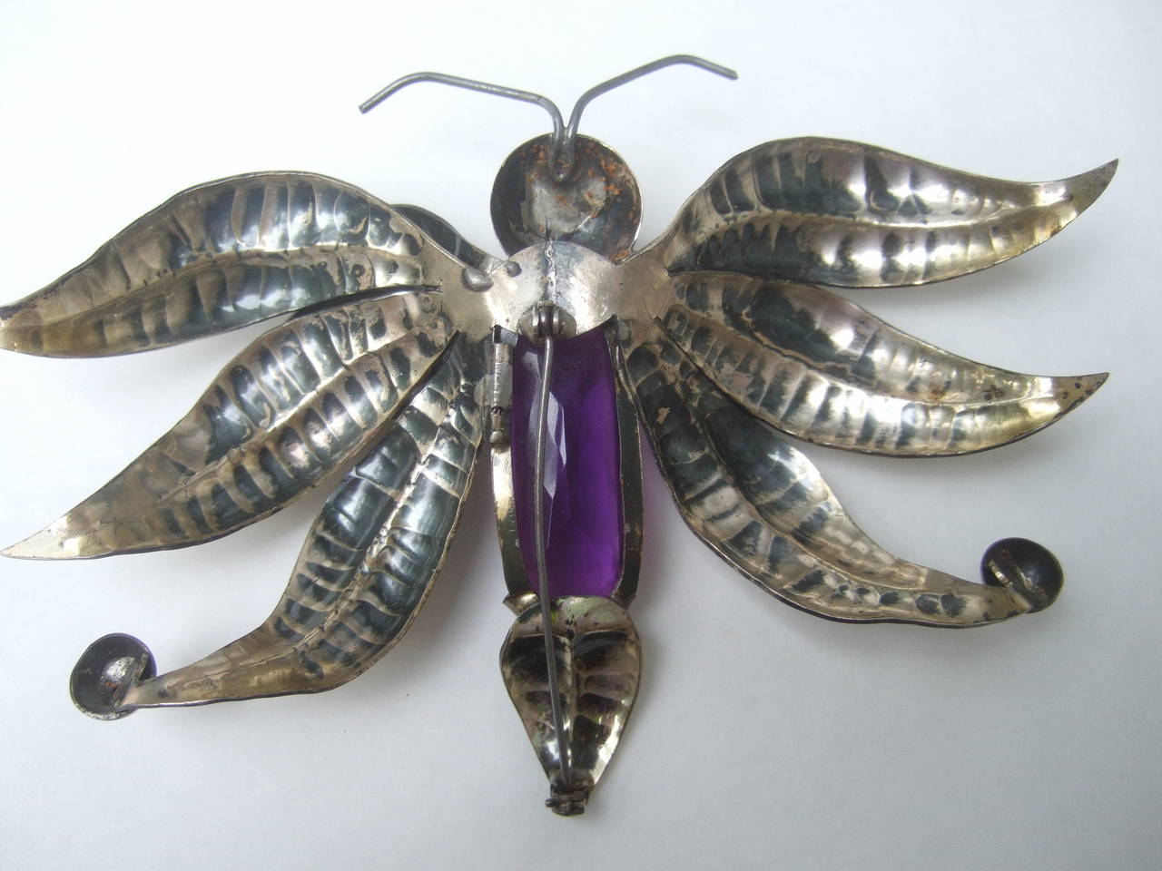 Massive Sterling Crytsal Butterfly Brooch c 1950s For Sale 4