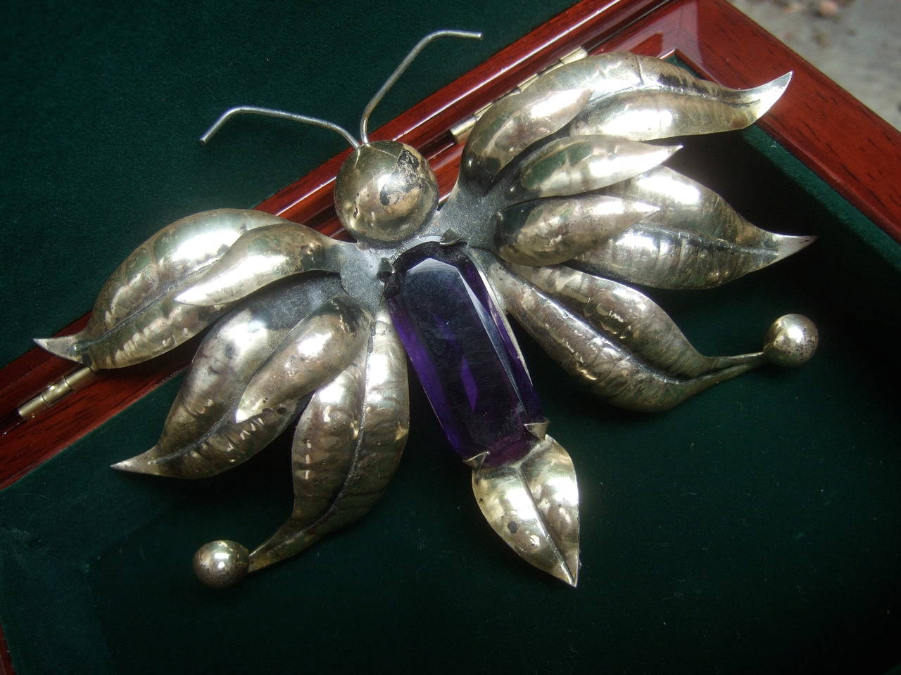 Massive Sterling Crytsal Butterfly Brooch c 1950s For Sale 2