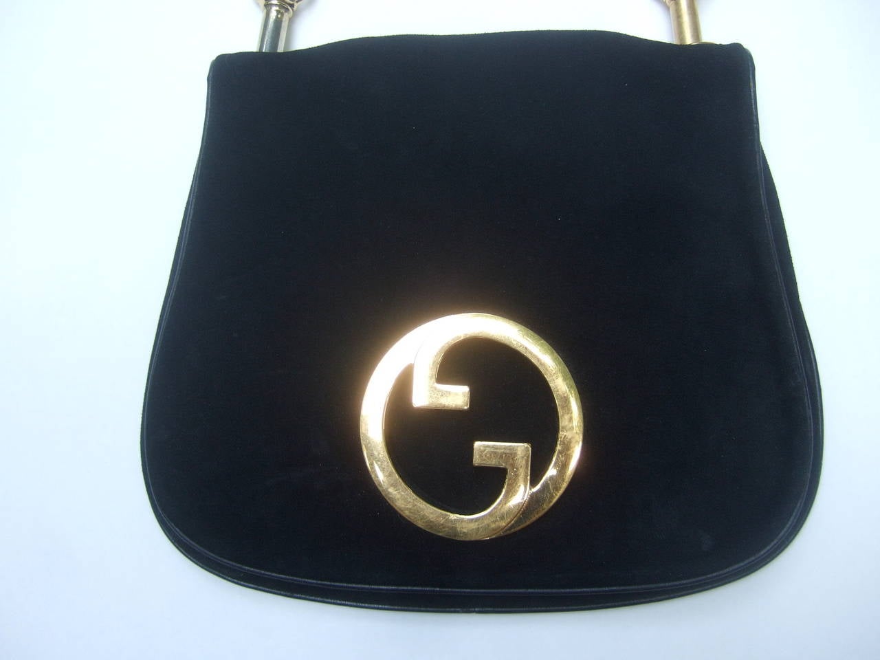 Gucci Italy Sleek Black Doeskin Suede Shoulder Bag c 1970 1