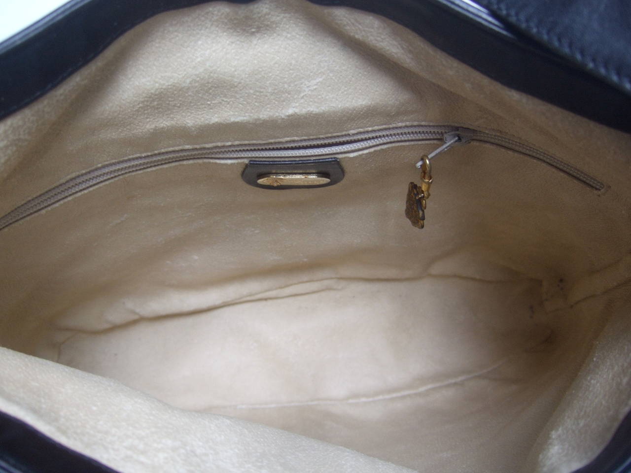 Gucci Black Leather Canvas Shoulder Bag c 1980 6