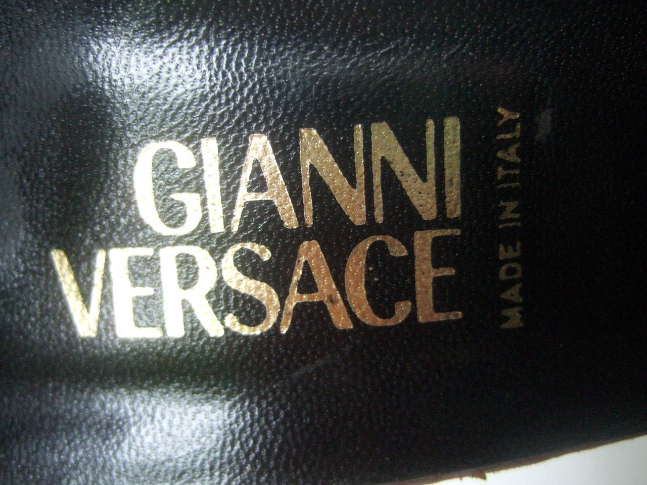 Black Gianni Versace Caramel Brown Leather Ankle Strap Pumps Size 41 For Sale