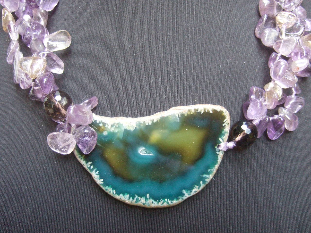 Exotic Amethyst Sliced Agate Artisan Necklace 1