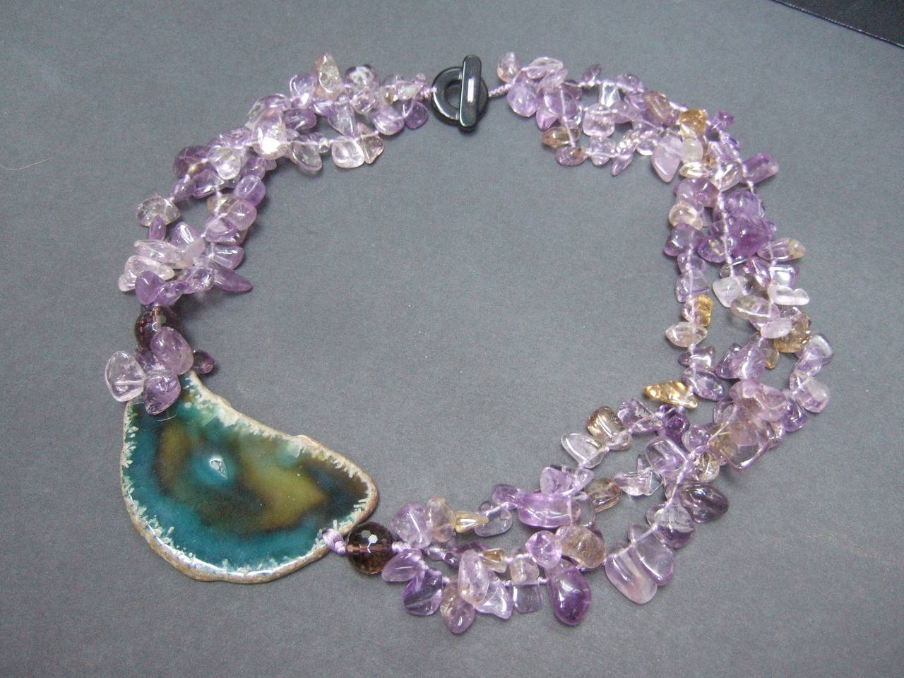 Exotic Amethyst Sliced Agate Artisan Necklace 3