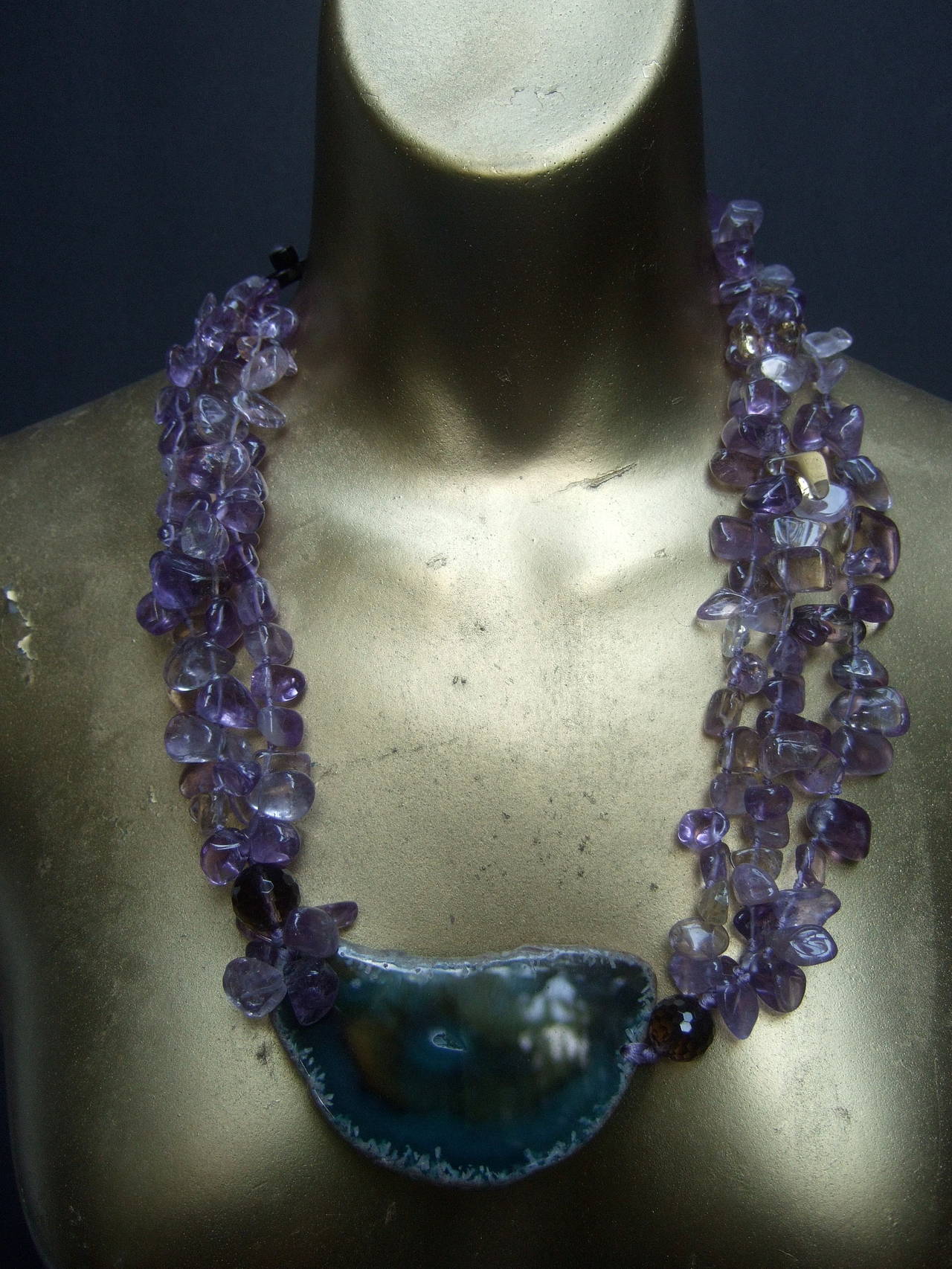 Exotic Amethyst Sliced Agate Artisan Necklace 2