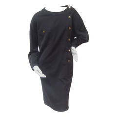 Chanel Boutique Black Jersey Knit Dress c 1980s