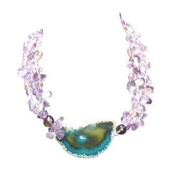 Exotic Amethyst Sliced Agate Artisan Necklace