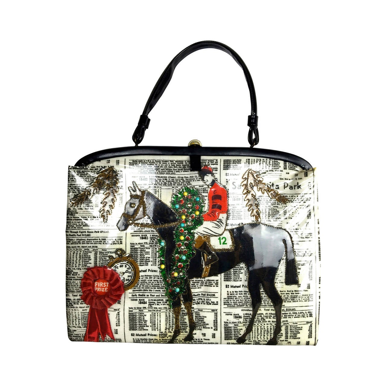 1950
s Race Course Themed Handbag by Soure New York