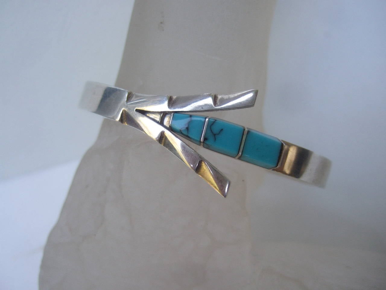 Sleek Sterling Artisan Turquoise Choker Bracelet Set 6