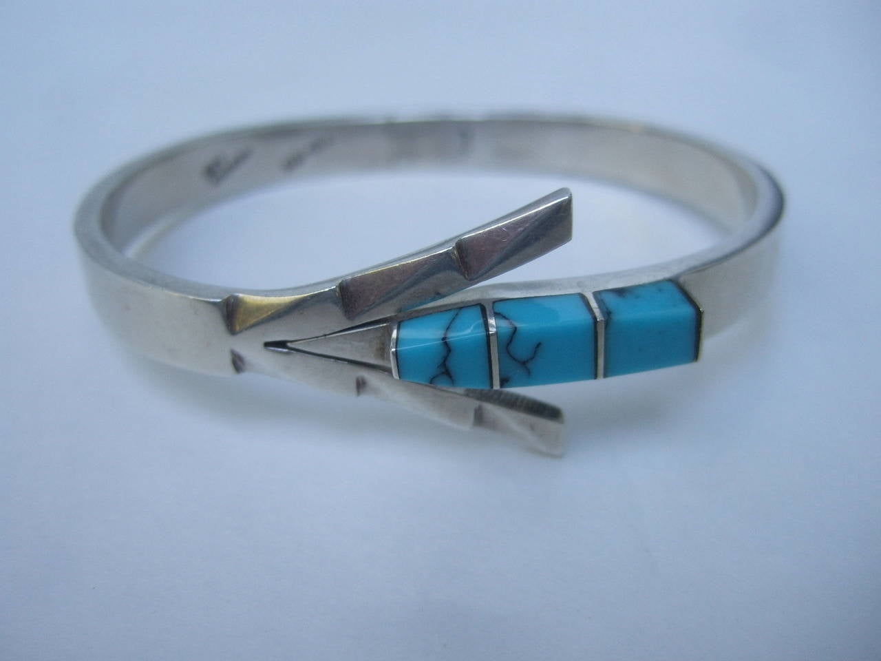 Sleek Sterling Artisan Turquoise Choker Bracelet Set 2