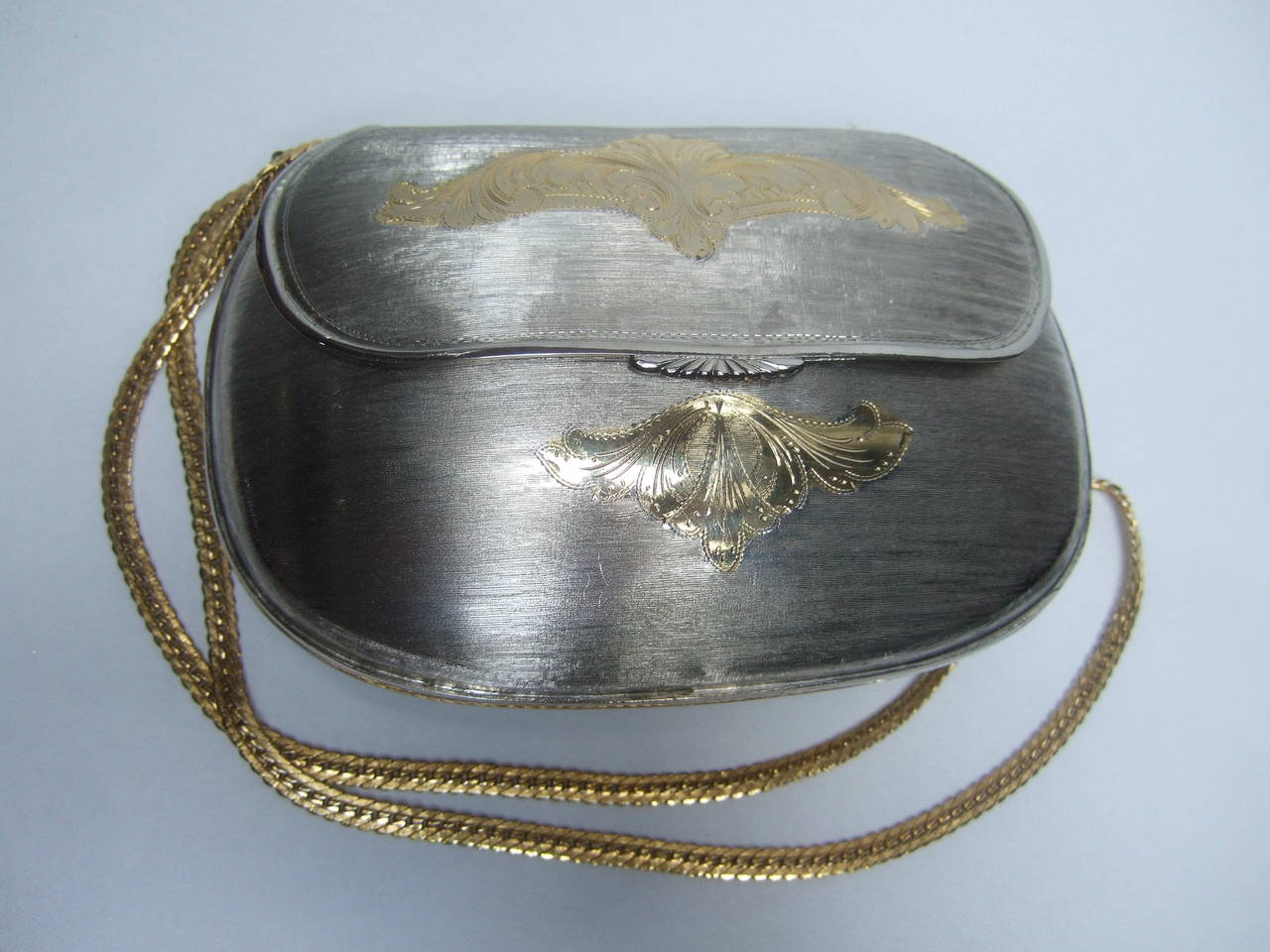 Elegant Silver Gilt Metal Evening Bag c 1970s 2