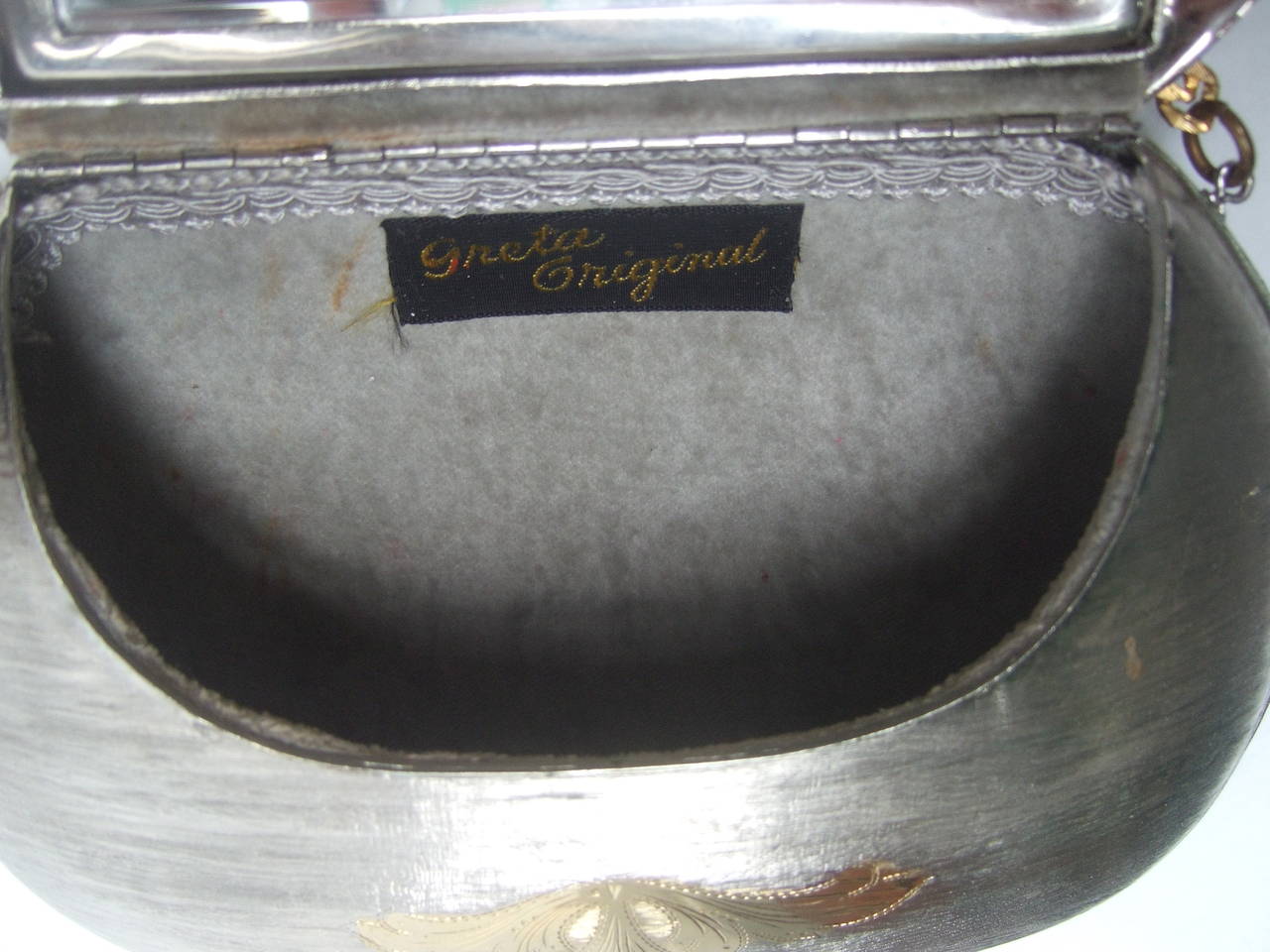 Elegant Silver Gilt Metal Evening Bag c 1970s 6